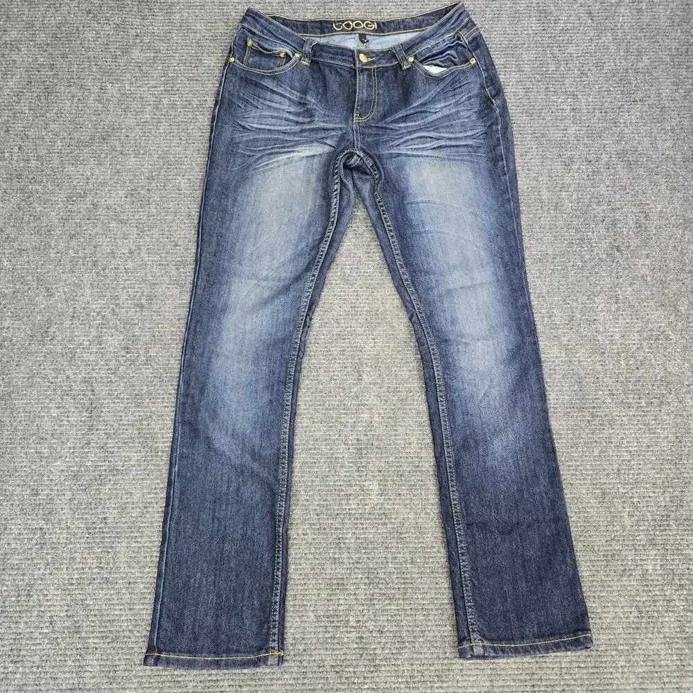 COOGI Jeans Womens 13/14 31x32 Blue Straight Leg Sequin LOVE Y2K Embellished